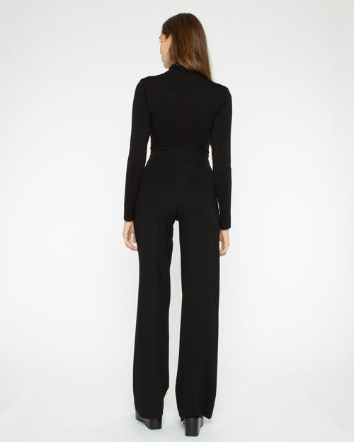 Black Ponte Knit Straight Leg Pant