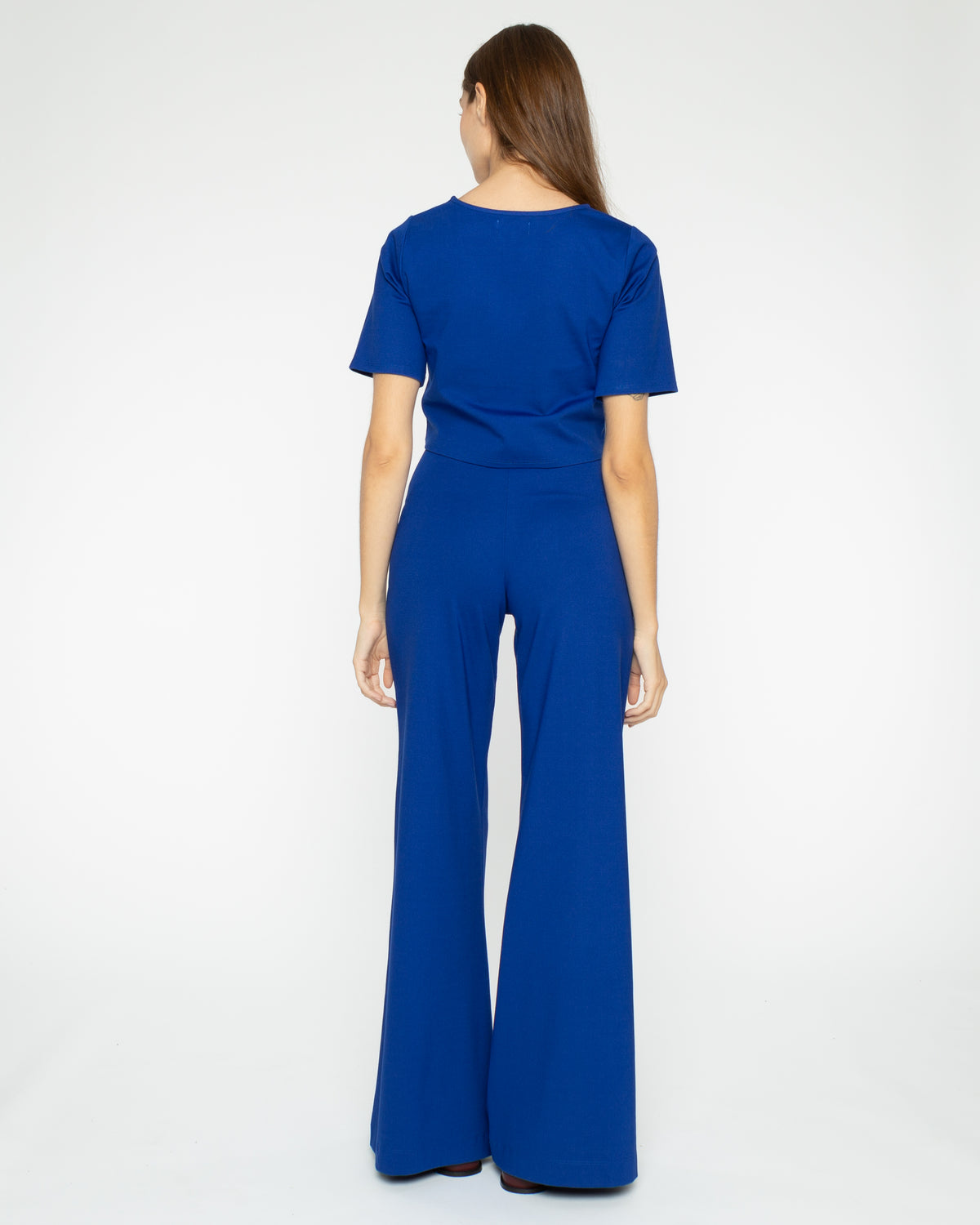 Cobalt Ponte Knit Wide Leg Pant