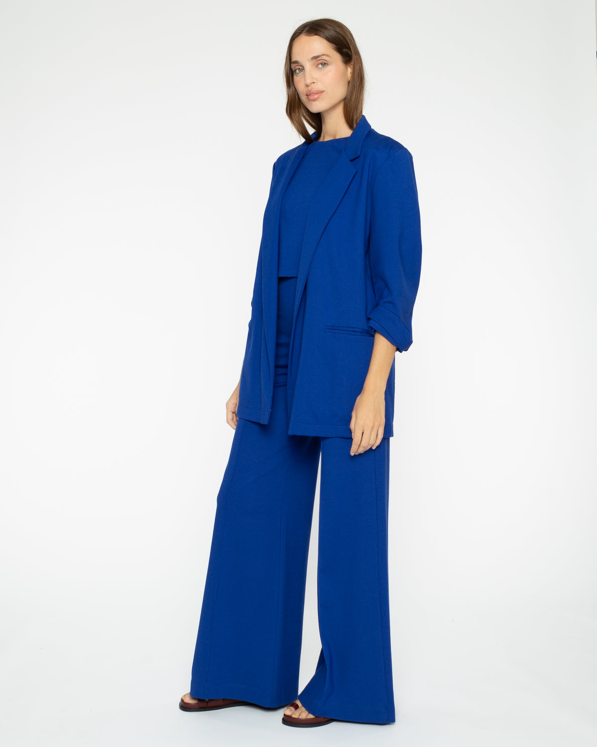 Cobalt Ponte Knit Oversized Blazer