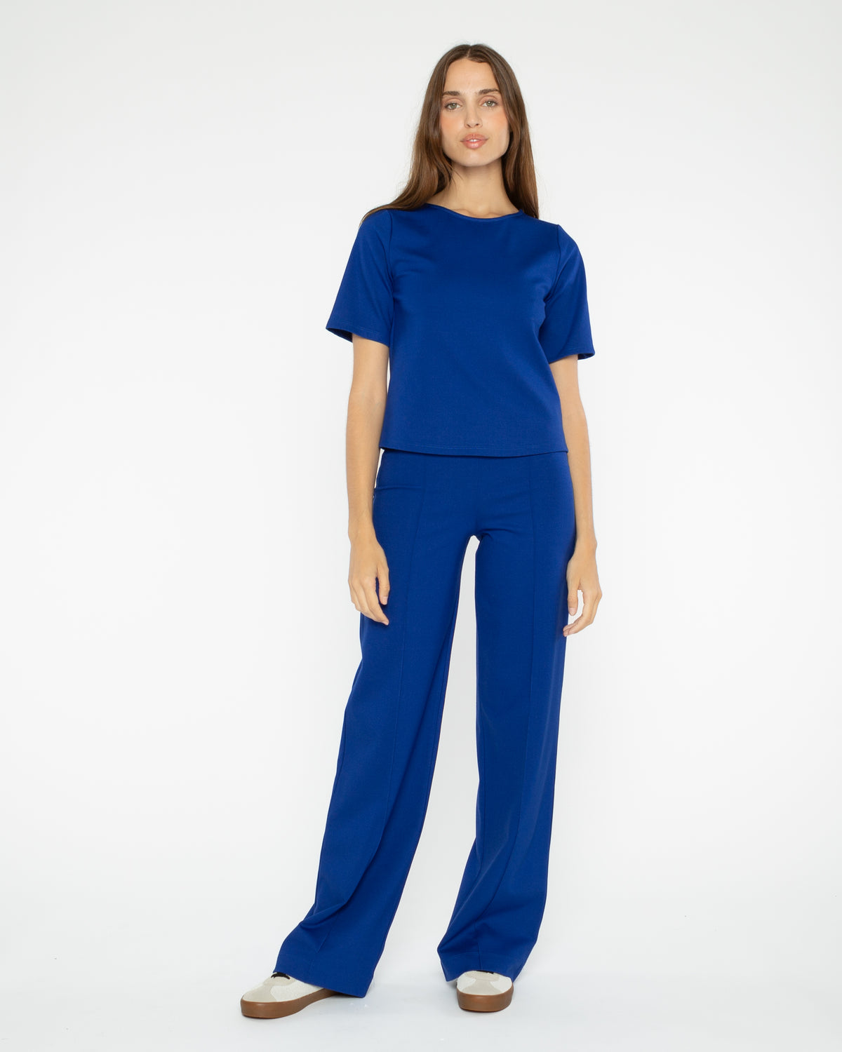 Cobalt Ponte Knit Straight Leg Pant