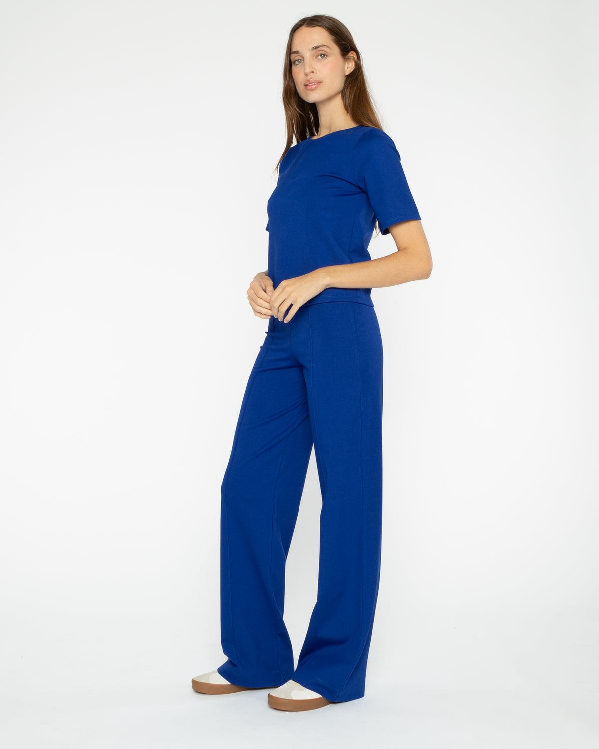 Cobalt Ponte Knit Straight Leg Pant