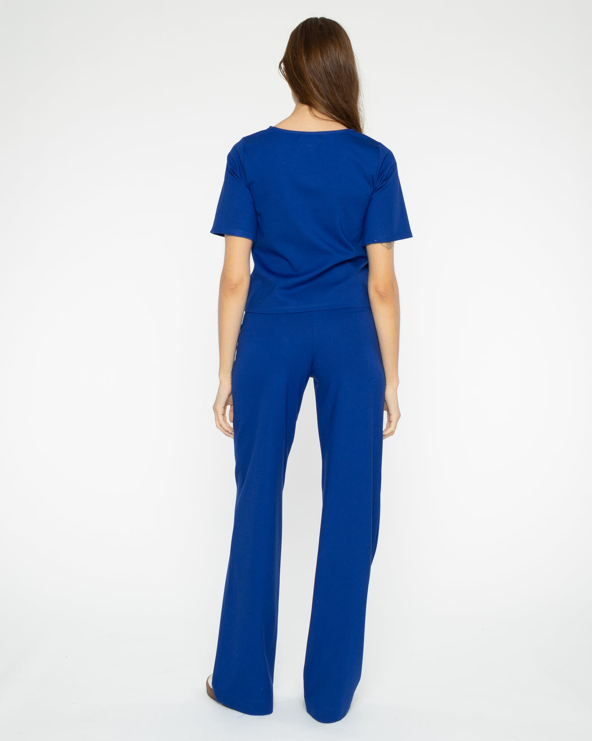 Cobalt Ponte Knit Short Sleeve Top Extended