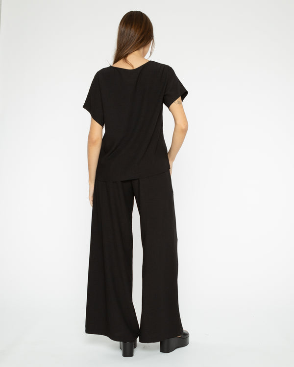 Black Satin Crepe Yacht Pant