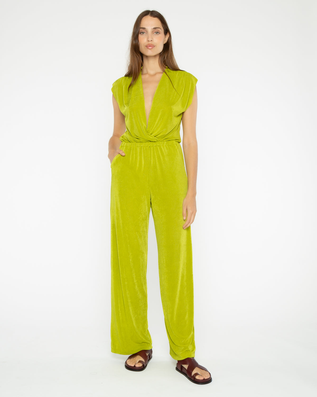 Lime Slinky Jumpsuit