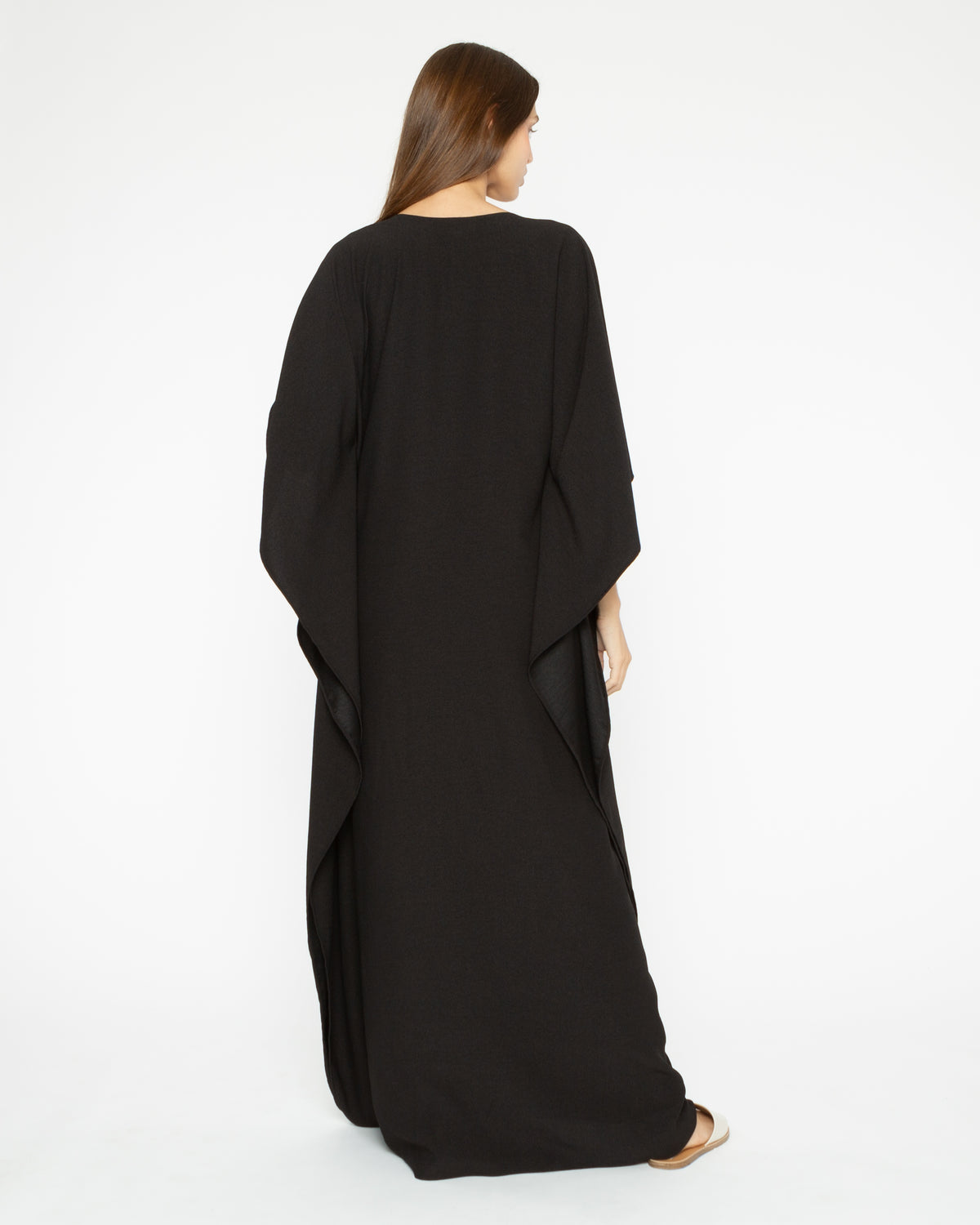 Black Satin Crepe Caftan