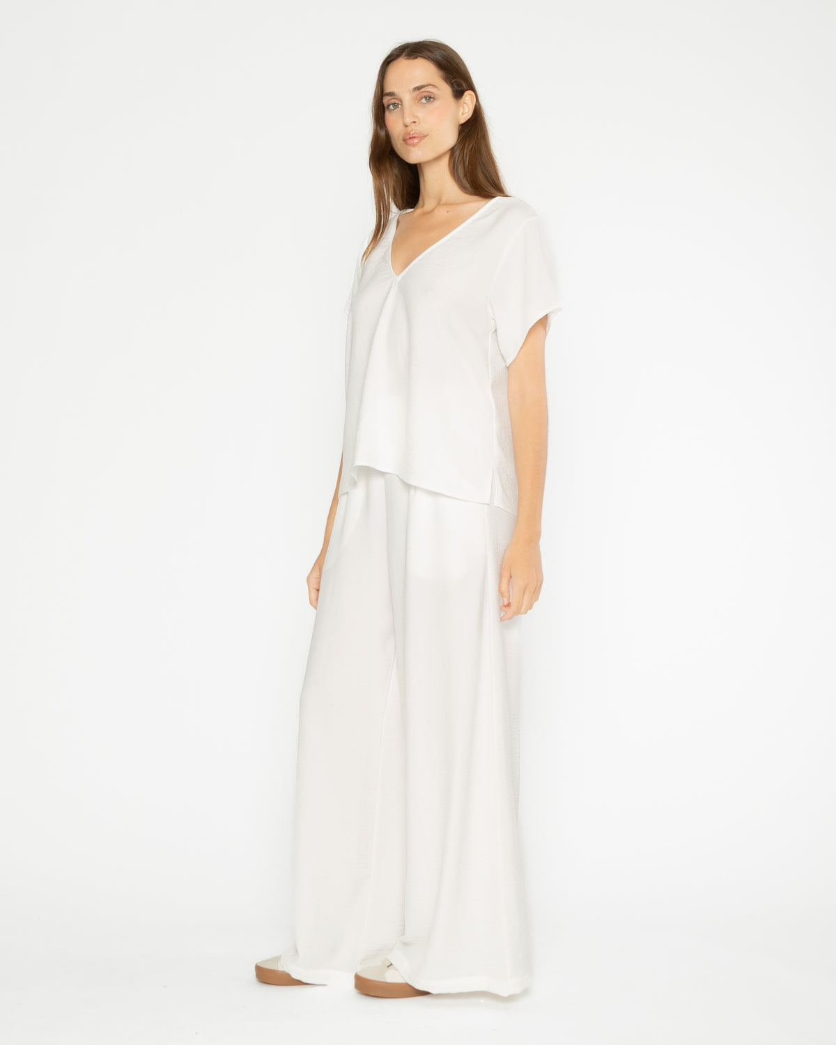 Off-White Satin Crepe Everyday V Neck