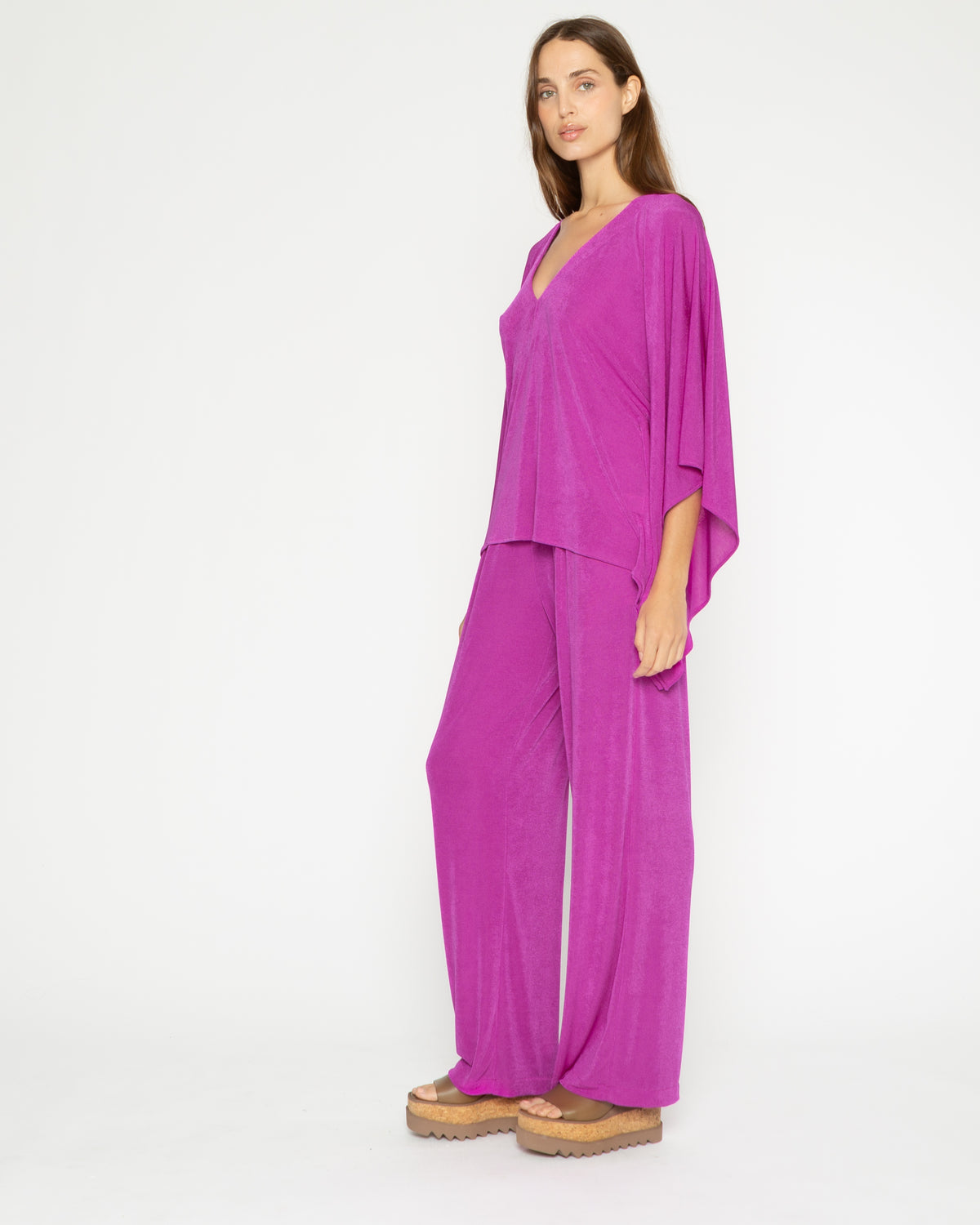 Fuchsia Slinky Caftan Top