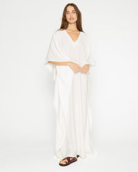 Off-White Satin Crepe Caftan