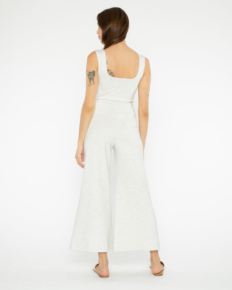 Heather Grey Ponte Knit Tank Wide Leg Jumpsuit: Cropped | Ripley Rader