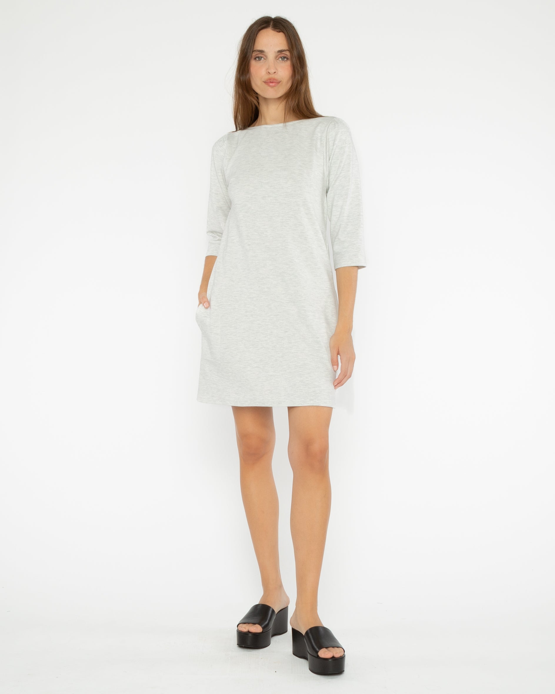 Heather Grey Ponte Knit A-Line Dress | Ripley Rader