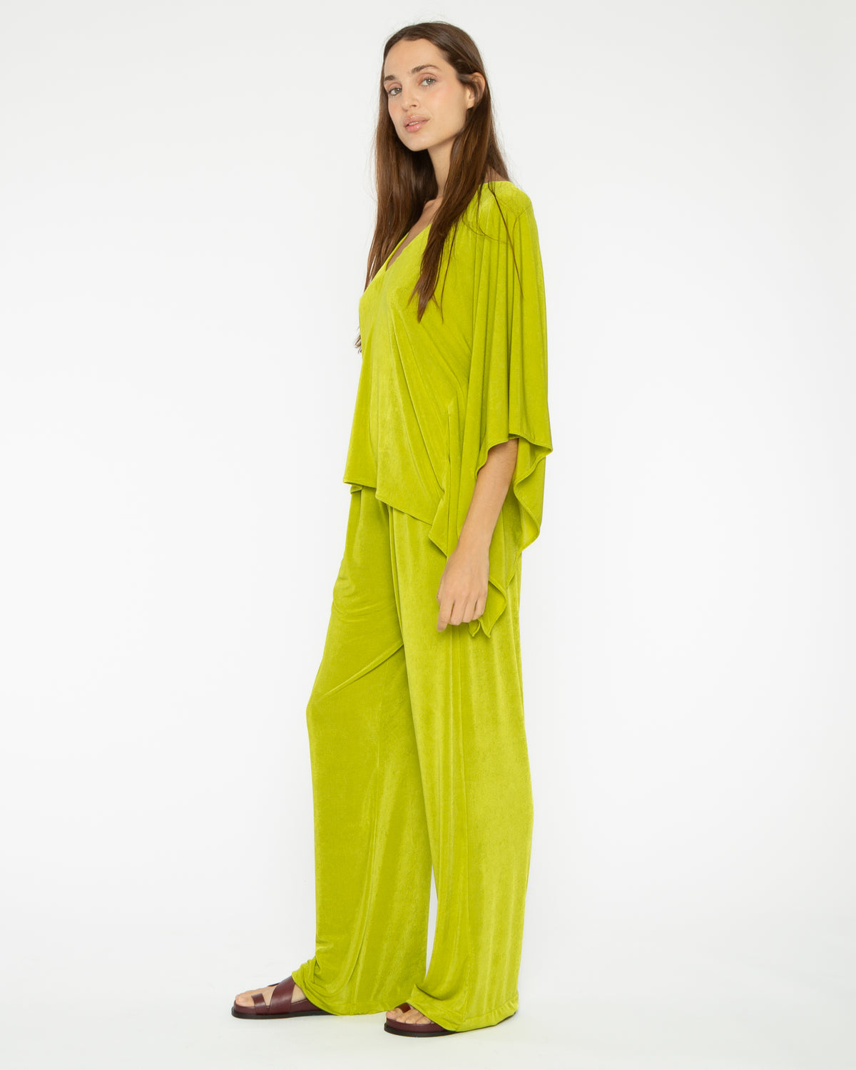 Lime Slinky Caftan Top