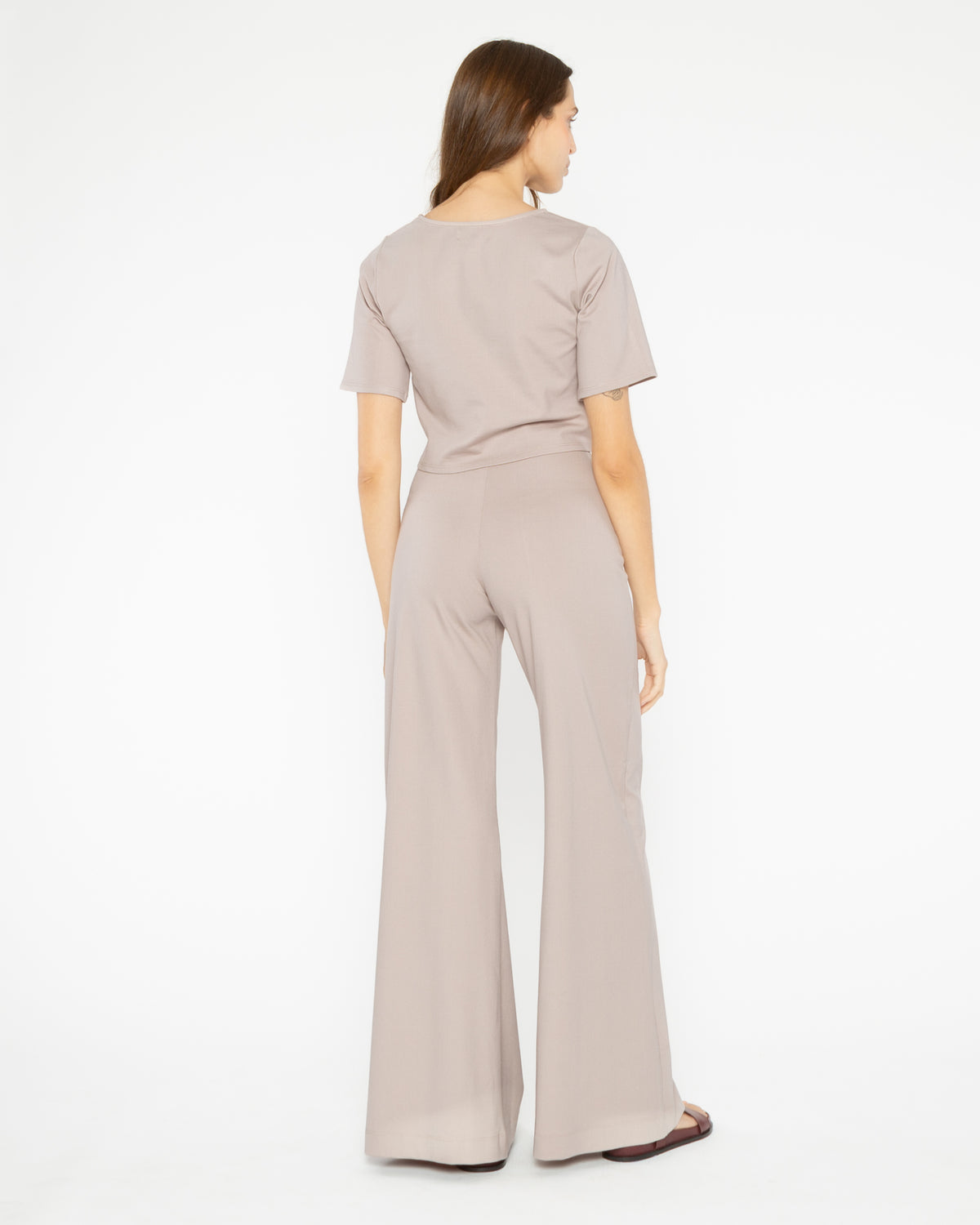 Clay Ponte Knit Wide Leg Pant