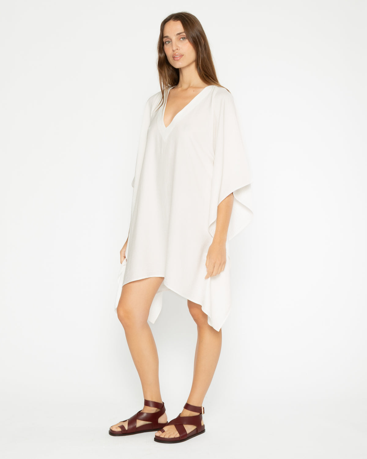 Off-White Satin Crepe Short Caftan