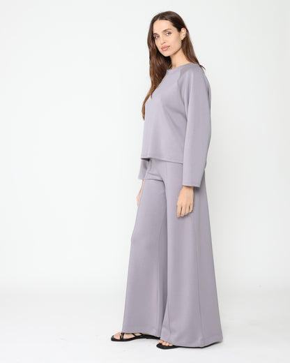 Silver Scuba Wide Leg Pant