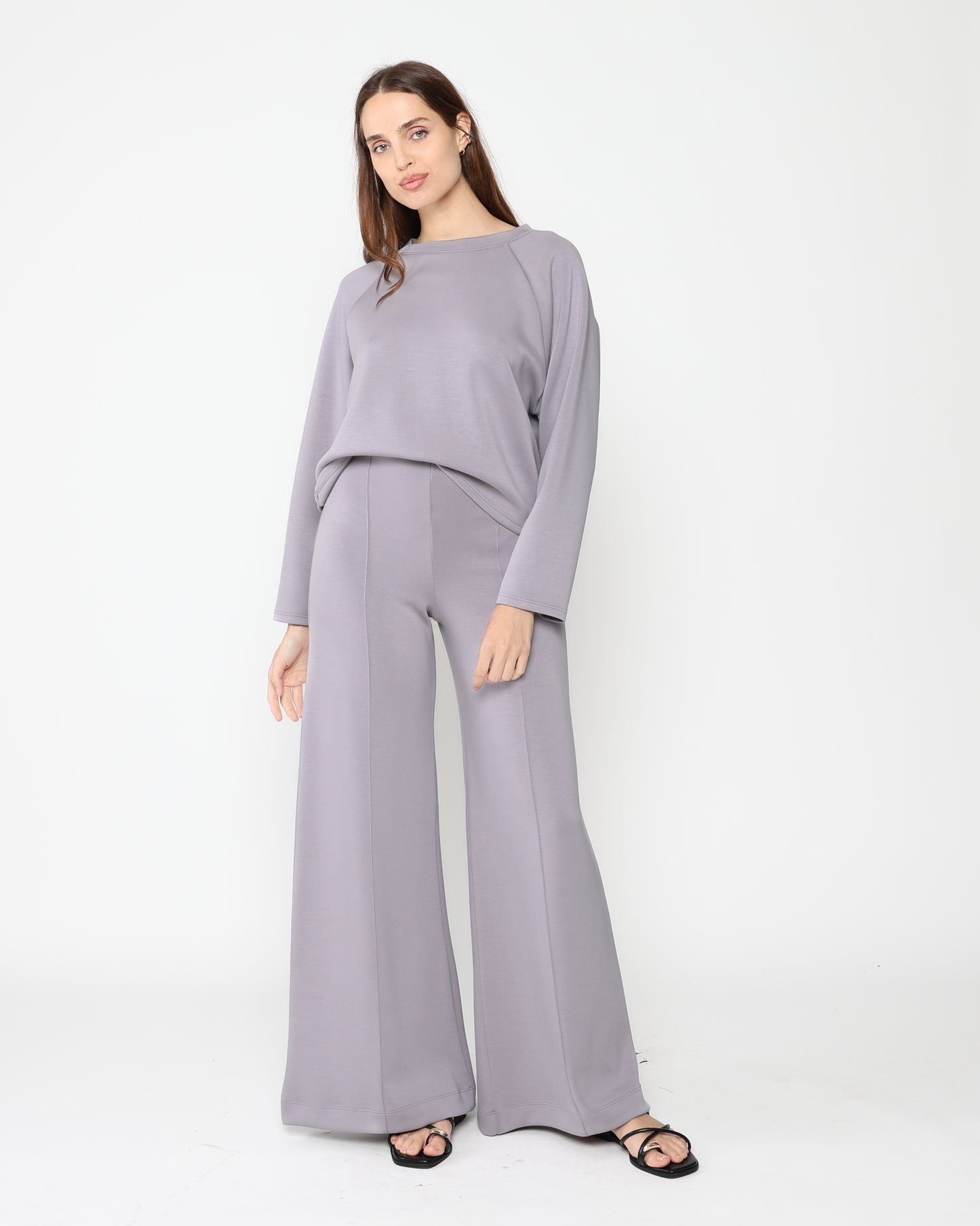 Silver Scuba Wide Leg Pant