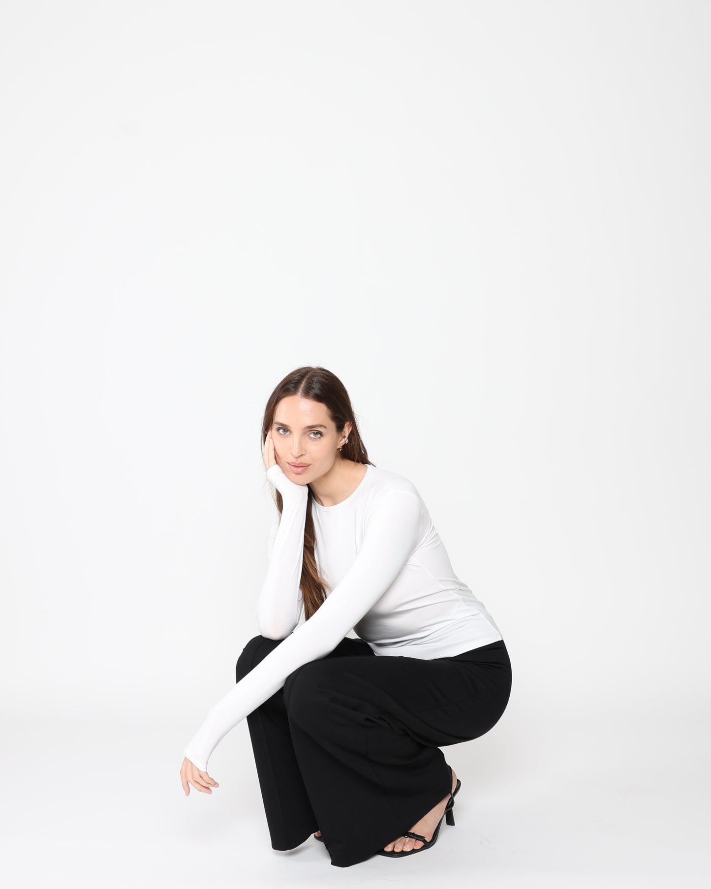 White Fitted Long Sleeve Tee