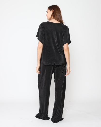 Black Micropleat Lounge Tank