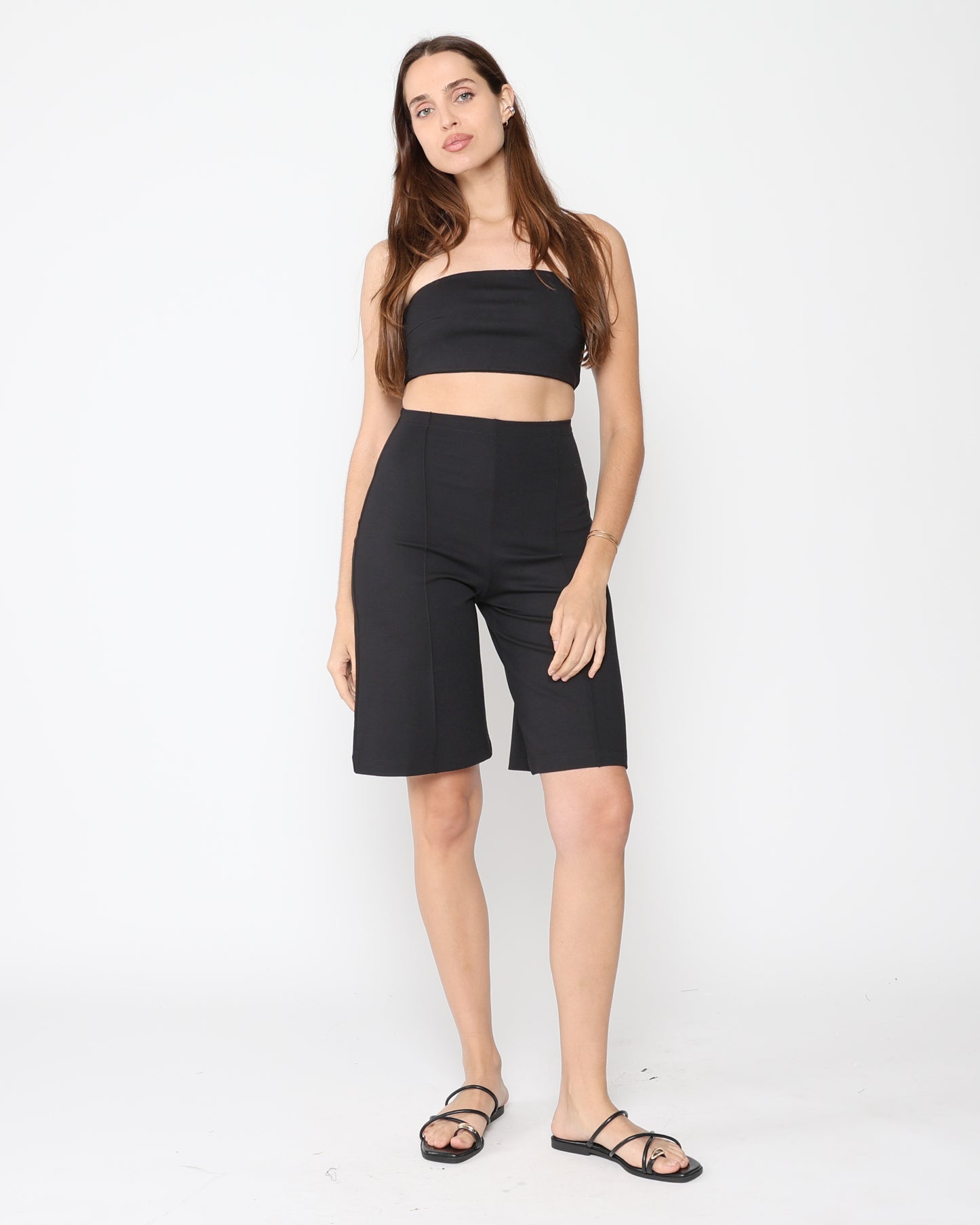 Black Ponte Knit Shorts
