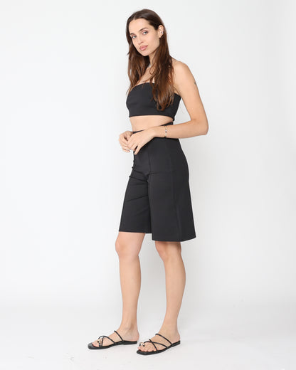 Black Ponte Knit Shorts