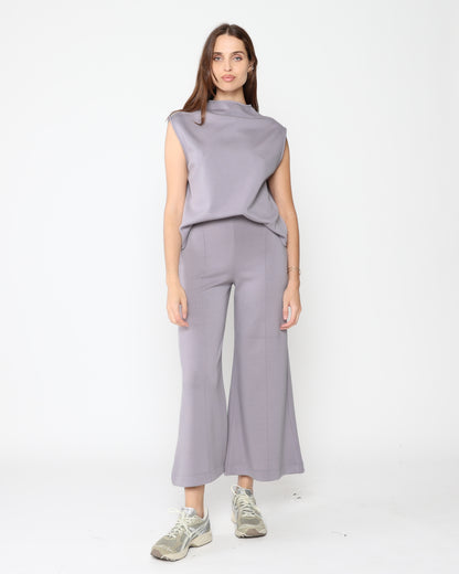 Silver Scuba Cropped Wide Leg Pant