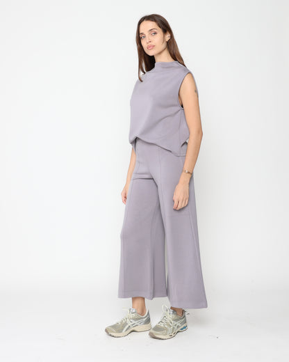Silver Scuba Cropped Wide Leg Pant