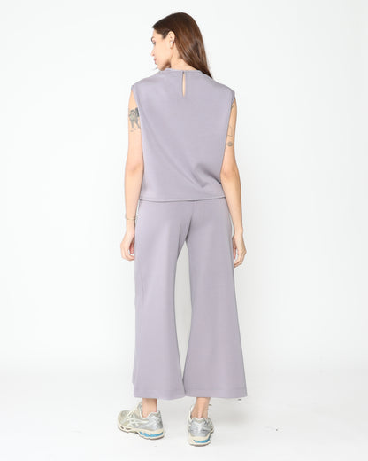 Silver Scuba Cropped Wide Leg Pant