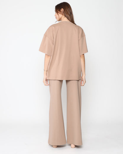 Khaki Ponte Knit Big Shirt