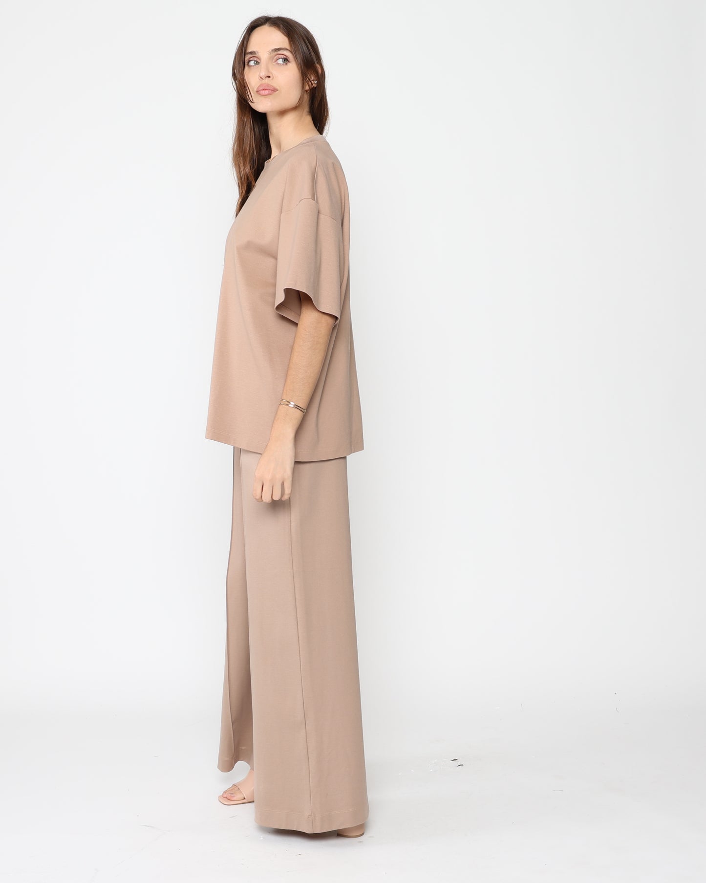 Khaki Ponte Knit Big Shirt