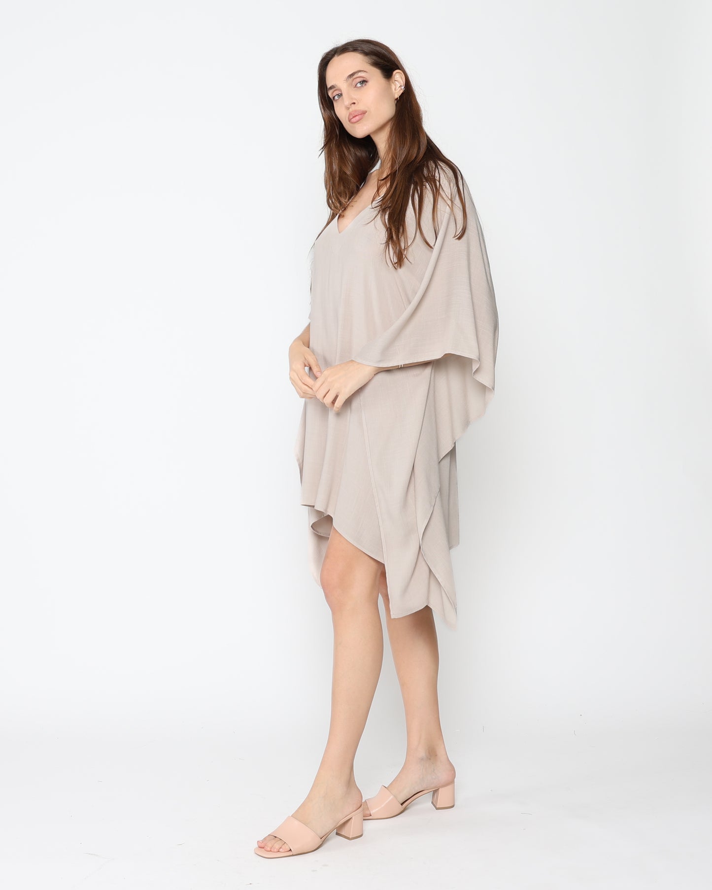 Sand Linen Blend Short Caftan