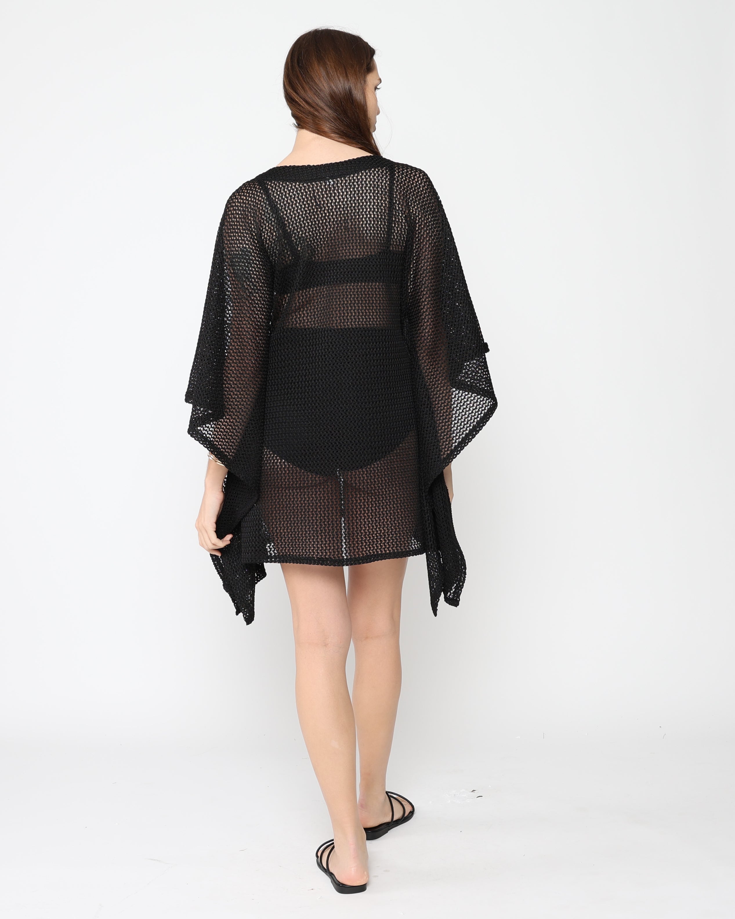 Black Fishnet Caftan Short