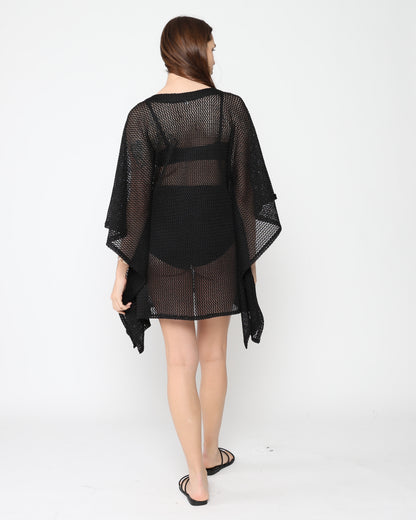 Black Fishnet Caftan Short