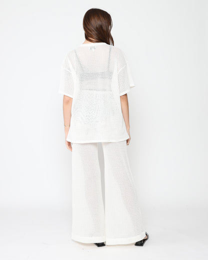 Ivory Fishnet Big Shirt
