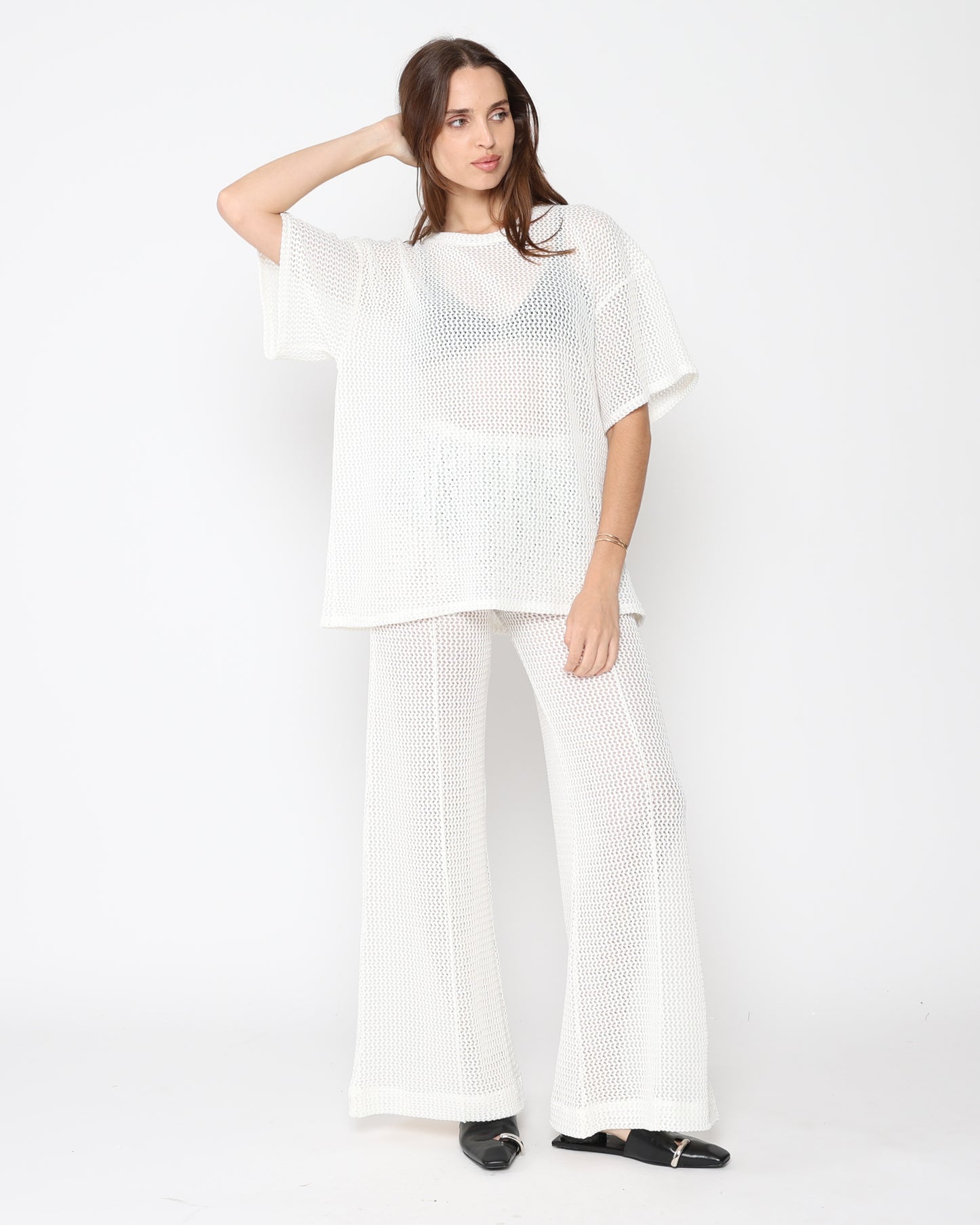 Ivory Fishnet Big Shirt