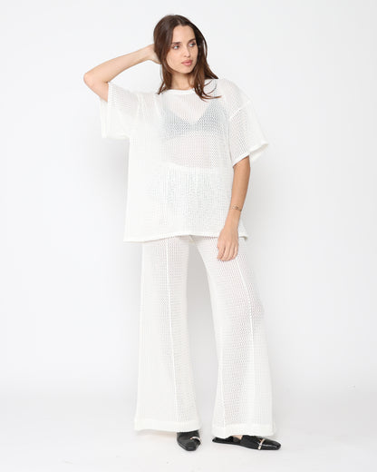 Ivory Fishnet Big Shirt