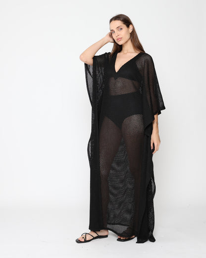 Black Fishnet Caftan