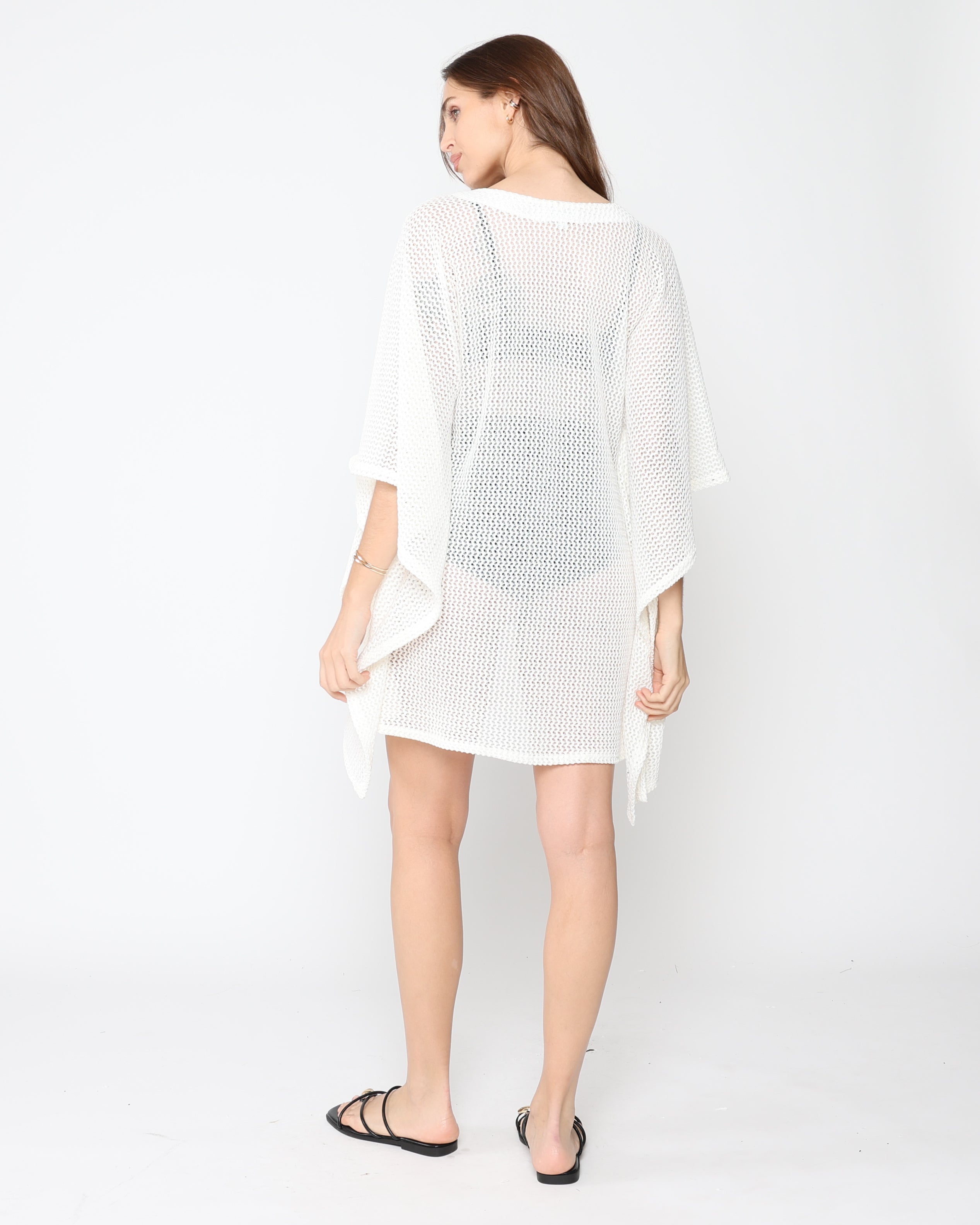 Ivory Fishnet Caftan Short