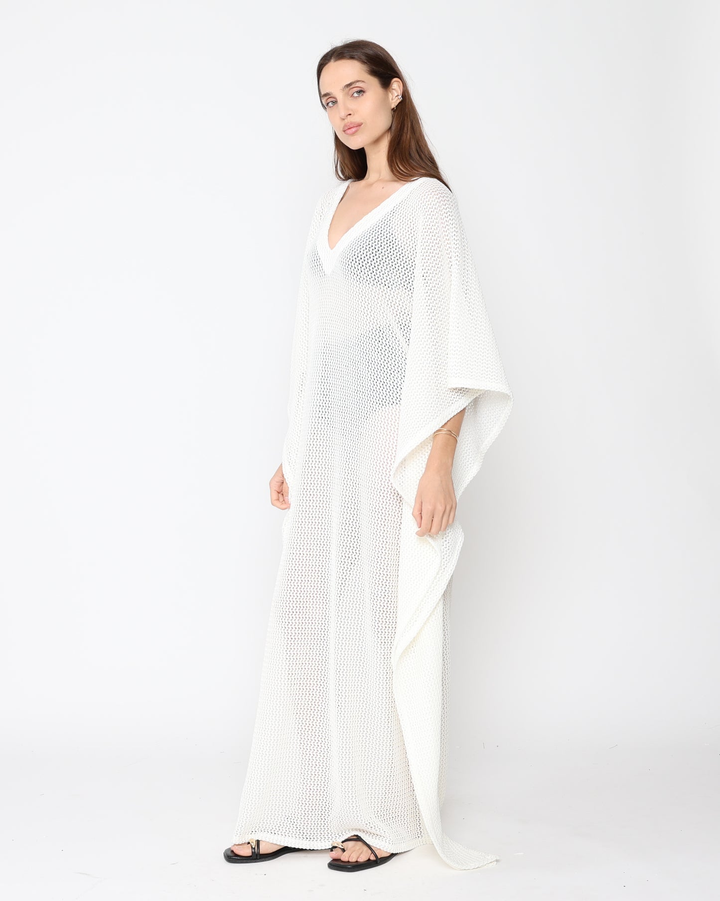 Ivory Fishnet Caftan