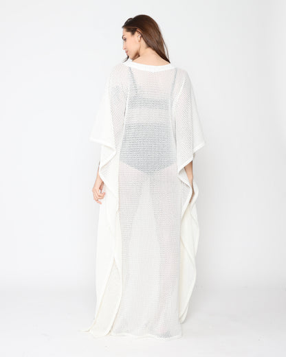 Ivory Fishnet Caftan