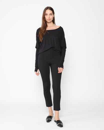Black Ponte Knit Slim Leg Pant