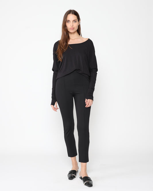 Black Ponte Knit Slim Leg Pant