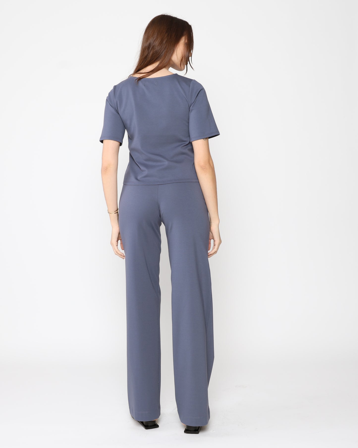 Sea Blue Ponte Knit Straight Leg Pant