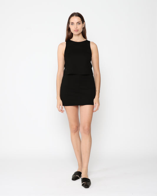Black Ponte Mini Skirt