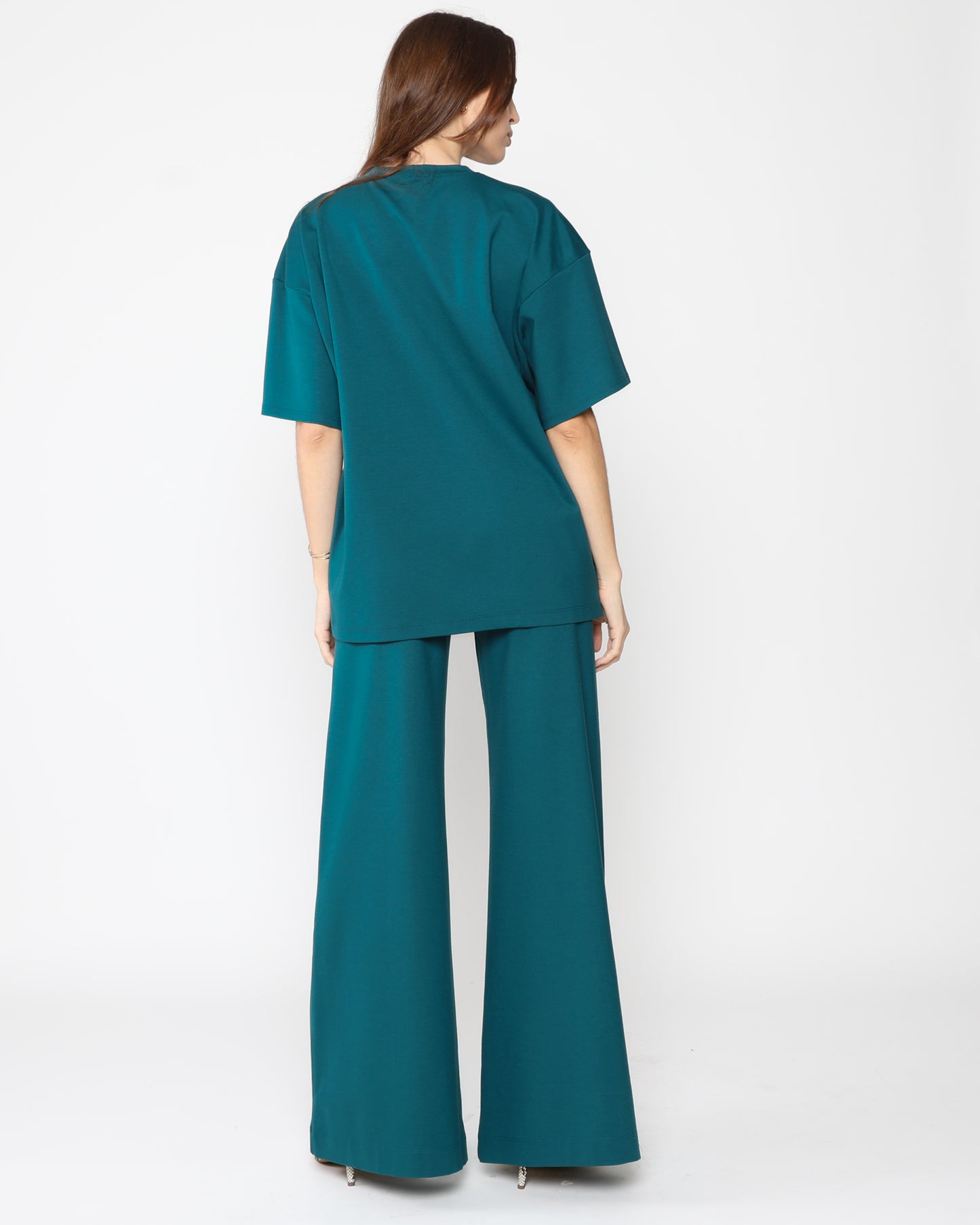 Teal Ponte Knit Big Shirt