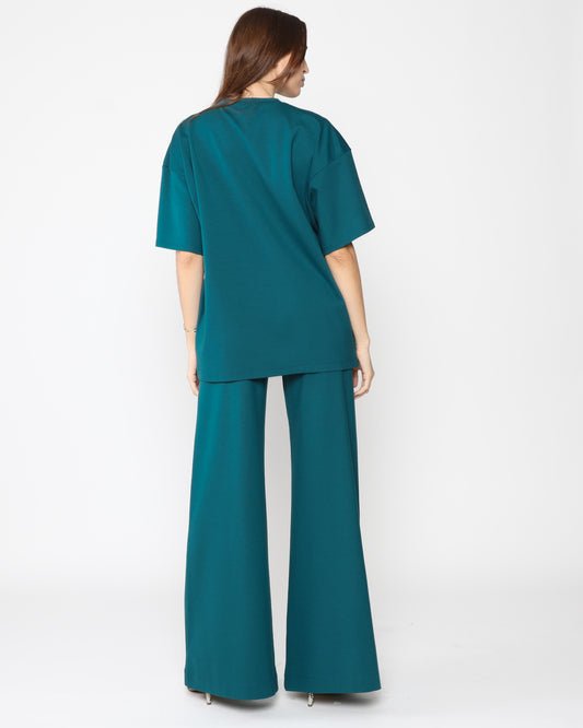 Teal Ponte Knit Big Shirt