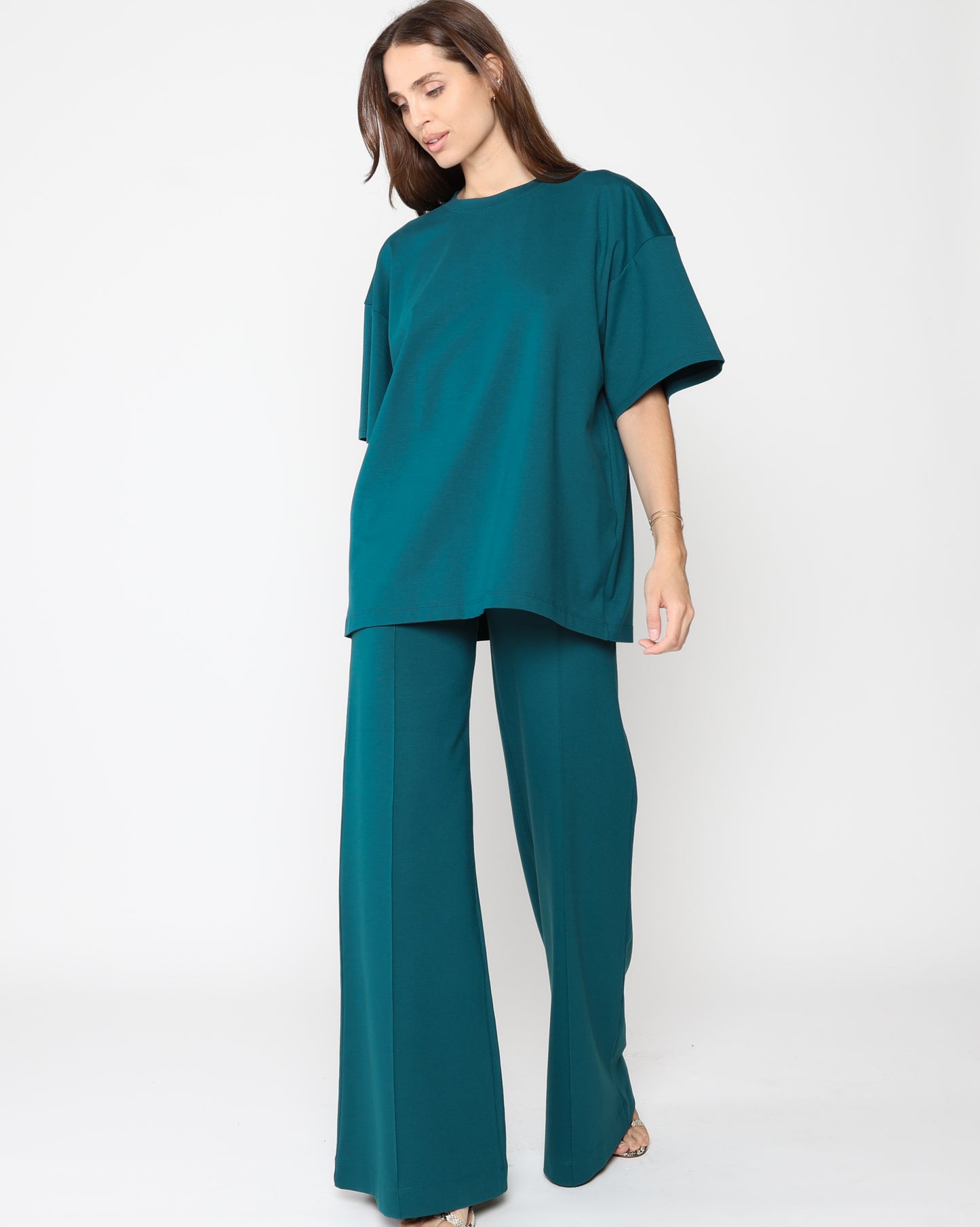 Teal Ponte Knit Big Shirt