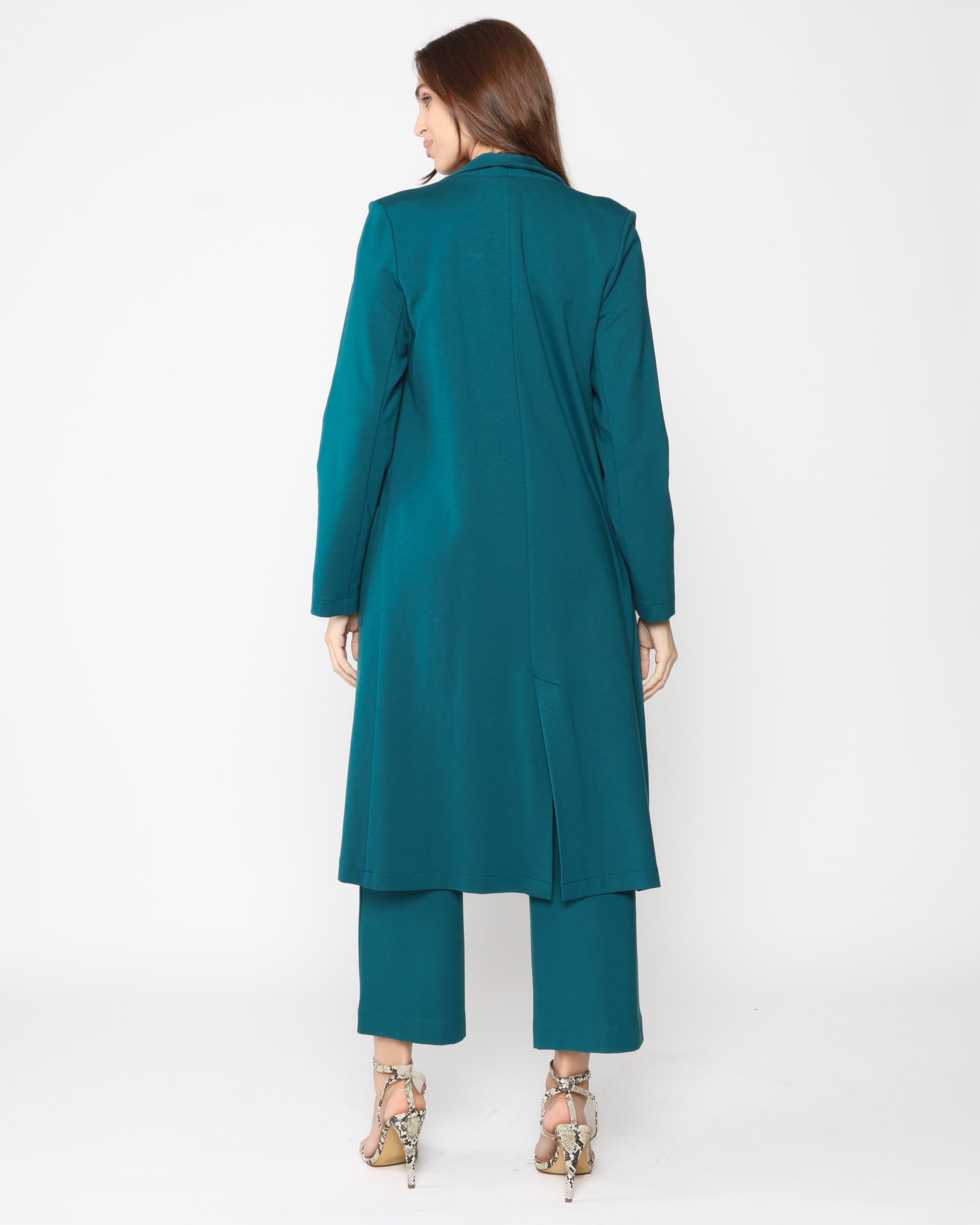 Teal Ponte Knit Smoking Jacket