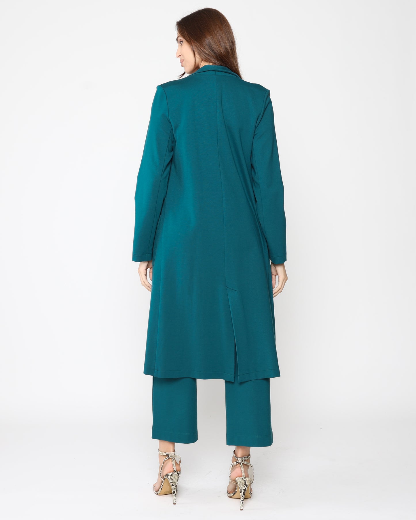 Teal Ponte Knit Smoking Jacket