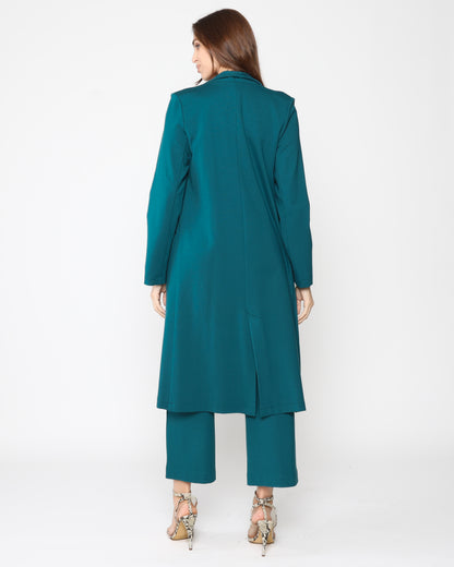 Teal Ponte Knit Smoking Jacket
