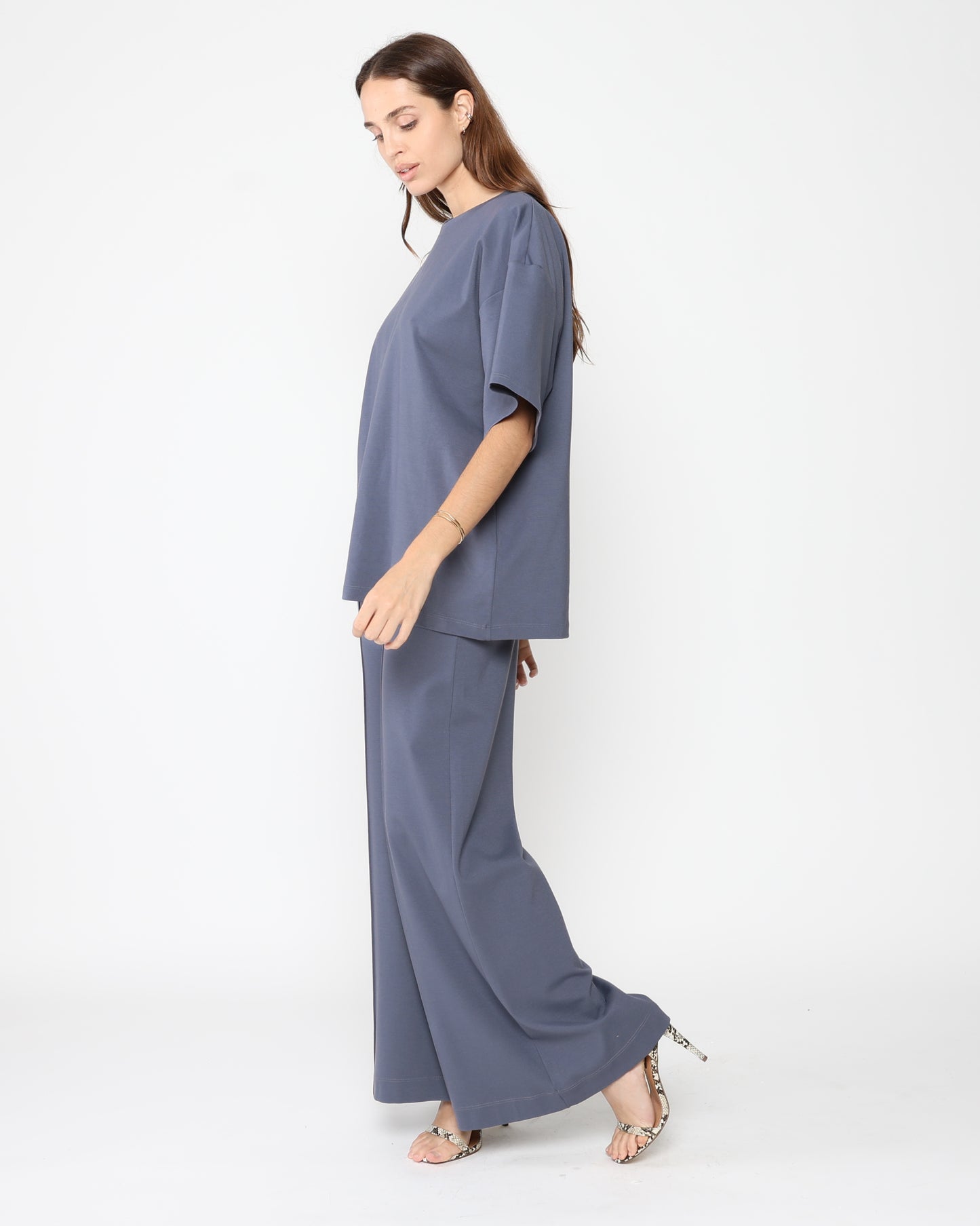 Sea Blue Ponte Knit Big Shirt