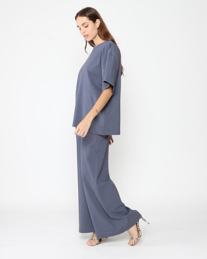 Sea Blue Ponte Knit Big Shirt